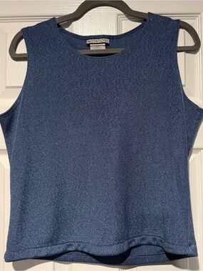 Notations Blue Sleeveless Shimmery Knit Tank Top Fancy Summer